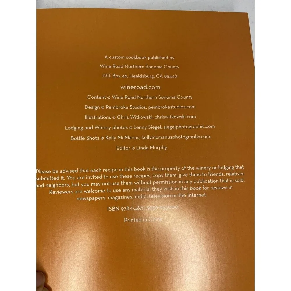 Tasting Along the Wine Road Cookbook Sonoma California Vineyards